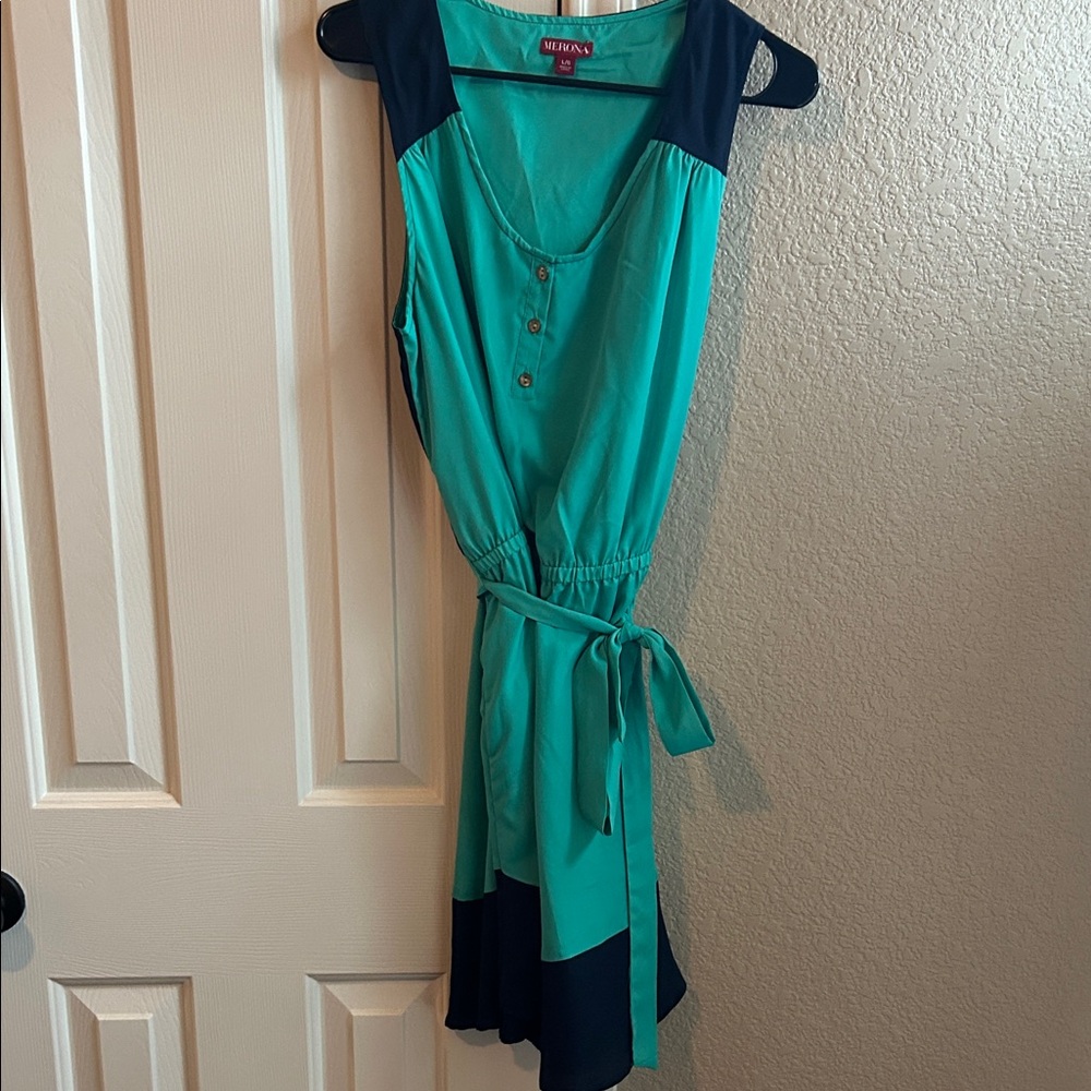 Merona Turquoise and Dark Blue Sleeveless Dress